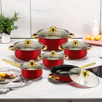 12-teiliges Kochgeschirr-Set aus Edelstahl, mehrfarbige Antihaftpfannen, Töpfe, Bratpfannen, Pfannen mit Deckel, vielseitig, elegant und langlebig