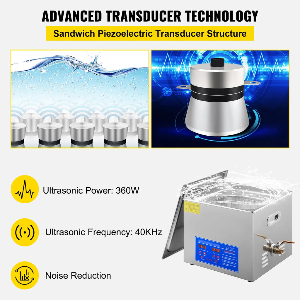 SucceBuy 15L Ultraschallreiniger Spülmaschine Tragbare Waschmaschine mit digitalem Ultraschall-Timer für Zuhause, Schmuck, saubere Geräte