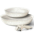 Set di padelle a induzione Padelle da 8" e 10" con manico staccabile Padelle in granito per cucinare set di pentole per frittata