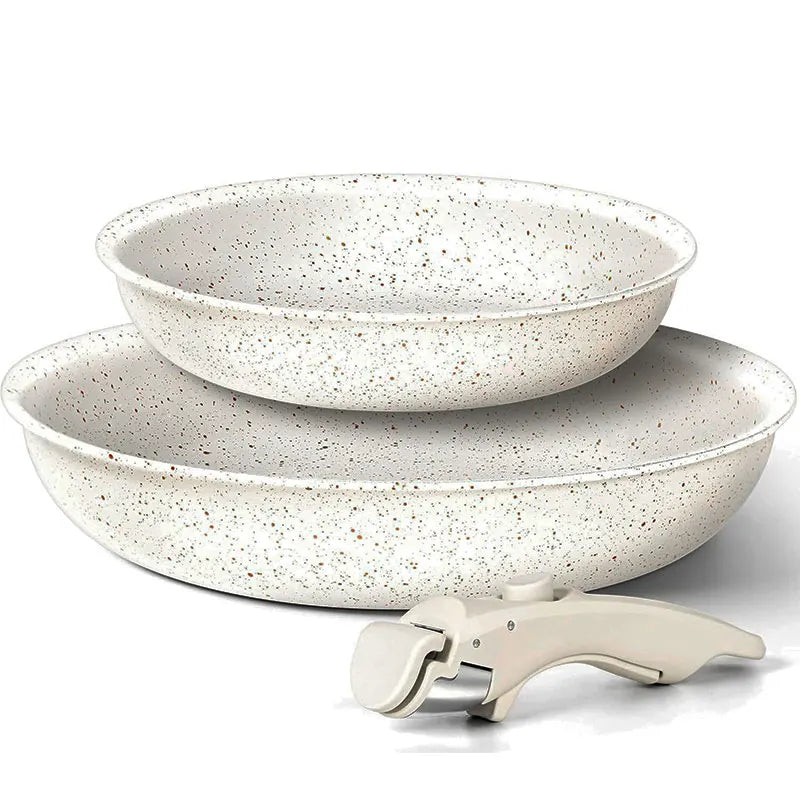 Set di padelle a induzione Padelle da 8" e 10" con manico staccabile Padelle in granito per cucinare set di pentole per frittata