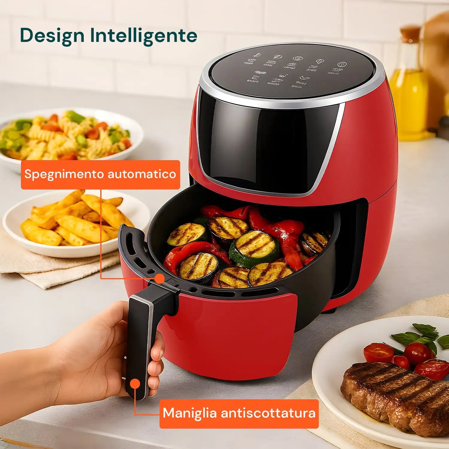 Friggitrice ad Aria 5L 1400W con Timer 60 Minuti e Display LED Touch
