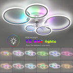 Ventilatore da soffitto a LED RGB con telecomando, lampada da soffitto con illuminazione RGB, plafoniera da 96 cm per camera da letto, soggiorno, ventilatore silenzioso