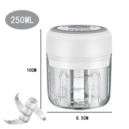 Tritacarne Elettrico Aglio Chopper 100ML/250ML, Spremiaglio Girevole, Tritaverdure, Taglia Cipolle, Accessori da Cucina