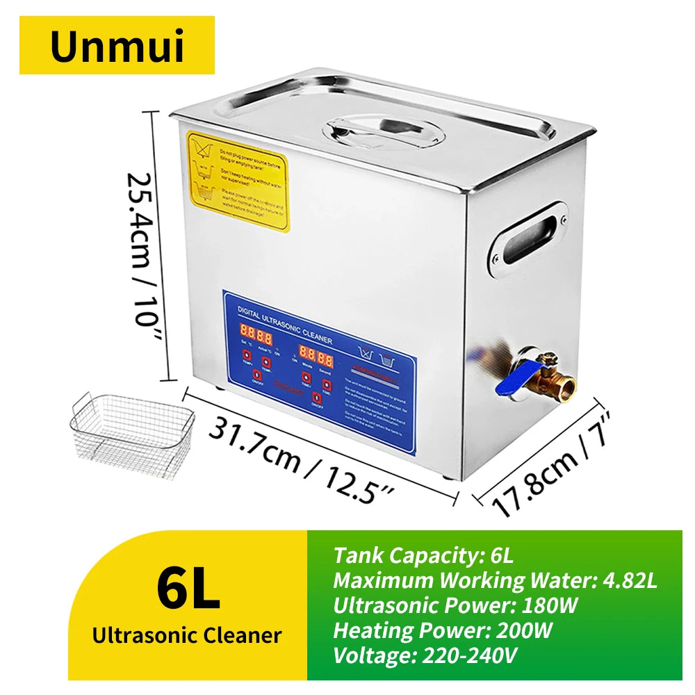 Digitaler Ultraschallreiniger 2L/3L/6/10/15/30L mit Heizung, 40KHz Ultraschallreinigungsgerät aus Edelstahl, Haushaltsgerät