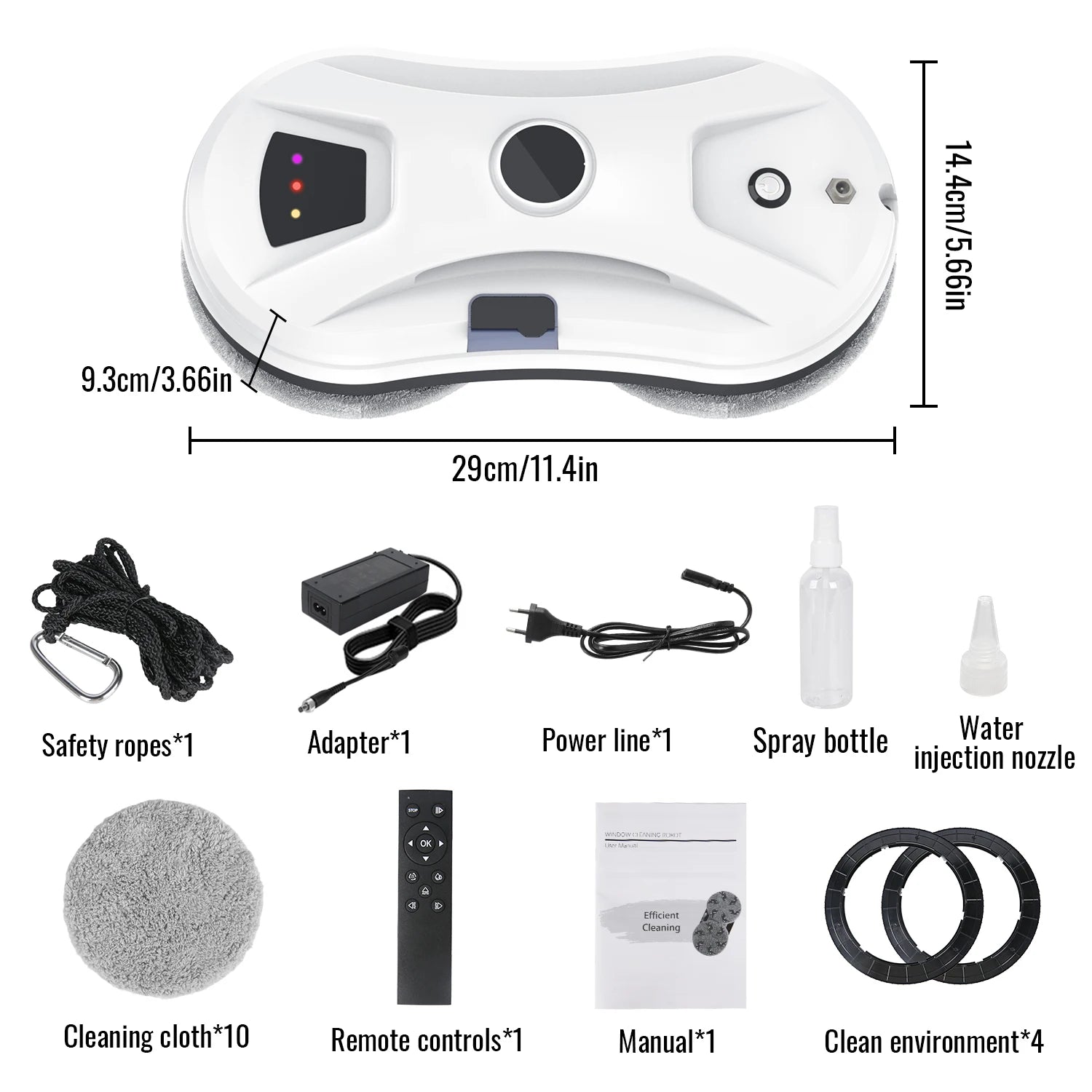 Fenstersauger-Roboter 5600Pa mit Fernbedienung, intelligenter Fenstersauger mit doppelter rotierender Wischfunktion, automatischer Wassersprühfunktion, elektrischer Roboter zur Glasreinigung