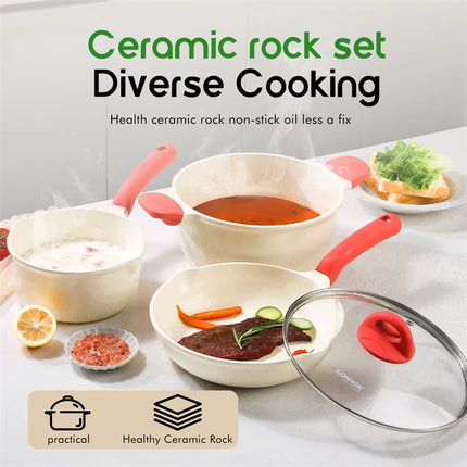 DONNOR Set di 13 pentole e padelle, set di pentole da cucina, set di pentole a induzione, set di padelle e pentole a induzione, utilizzabile in forno JT448