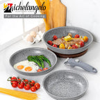 8" 9,5" und 11" Antihaft-Bratpfannen-Set mit abnehmbarem Griff, stapelbare Induktionspfanne für Camping-Wohnmobil-Kochen