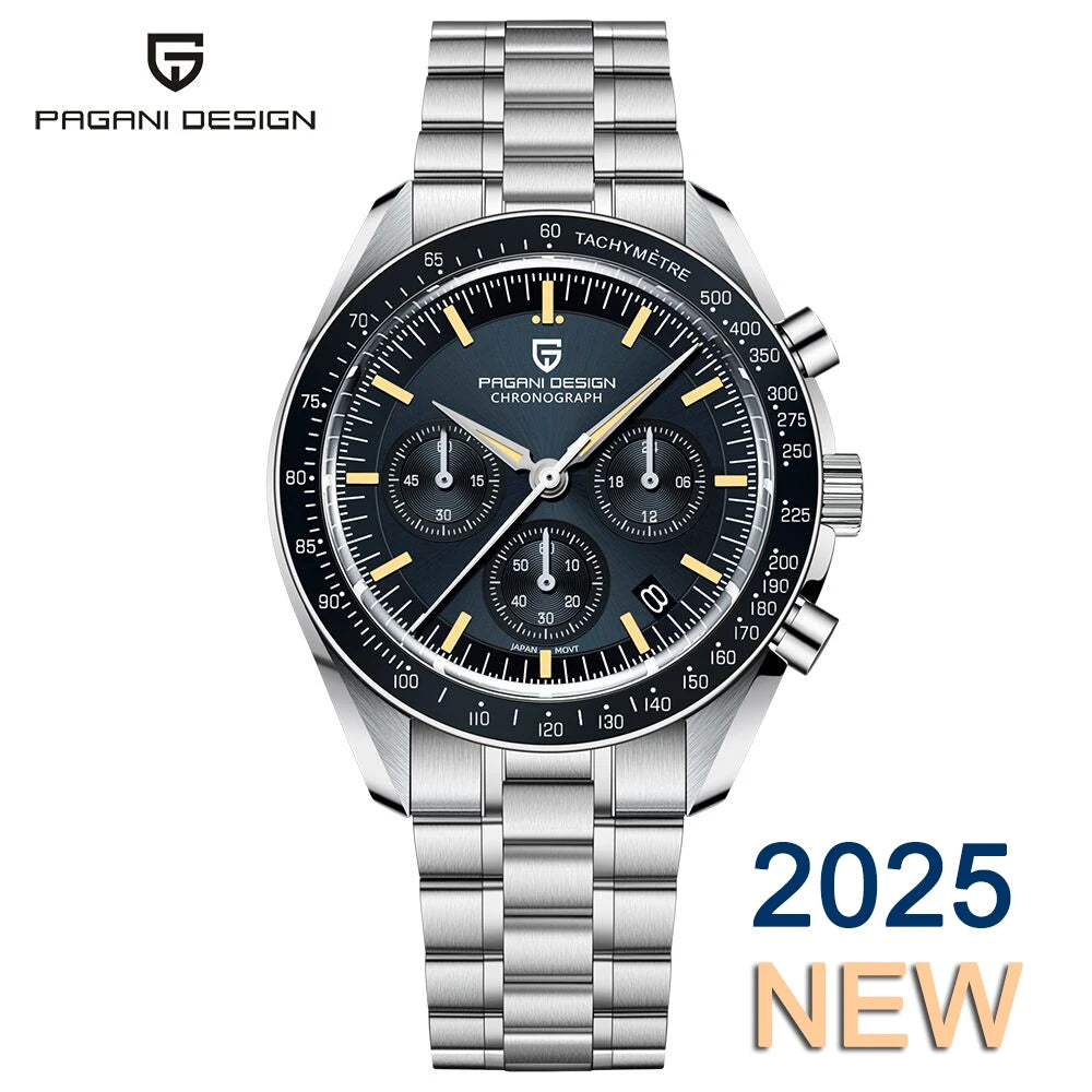 PAGANI DESIGN New Moon Orologio al quarzo di lusso da uomo Cronografo sportivo AR Vetro zaffiro Orologio da polso luminoso per il tempo libero da uomo