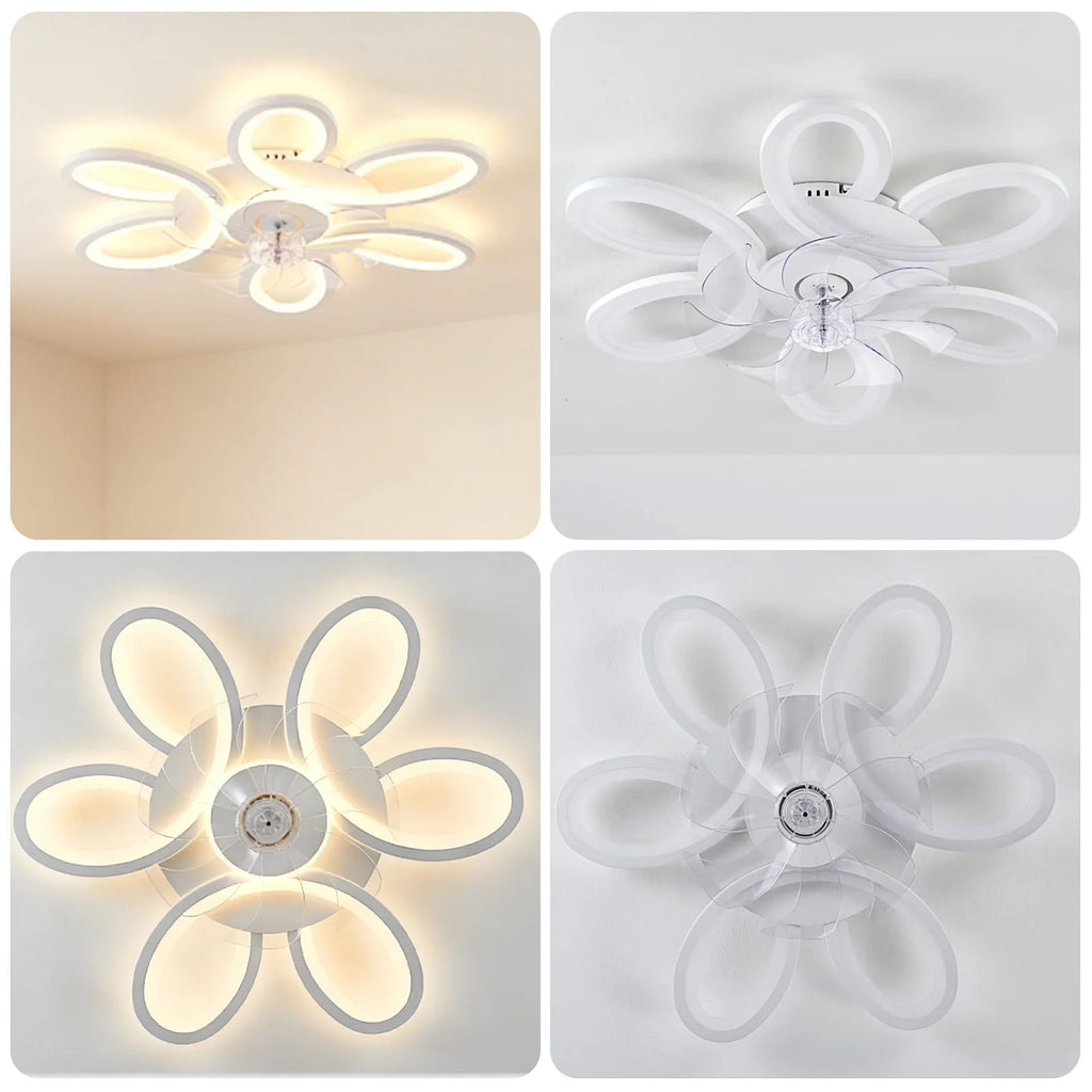 Ventilatore da soffitto moderno con luce, telecomando e controllo tramite app intelligente, ventilatore da soffitto a incasso ultra sottile da 25 pollici con luce LED dimmerabile, adatto per camere da letto, soggiorni e altri