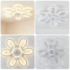 Ventilatore da soffitto moderno con luce, telecomando e controllo tramite app intelligente, ventilatore da soffitto a incasso ultra sottile da 25 pollici con luce LED dimmerabile, adatto per camere da letto, soggiorni e altri