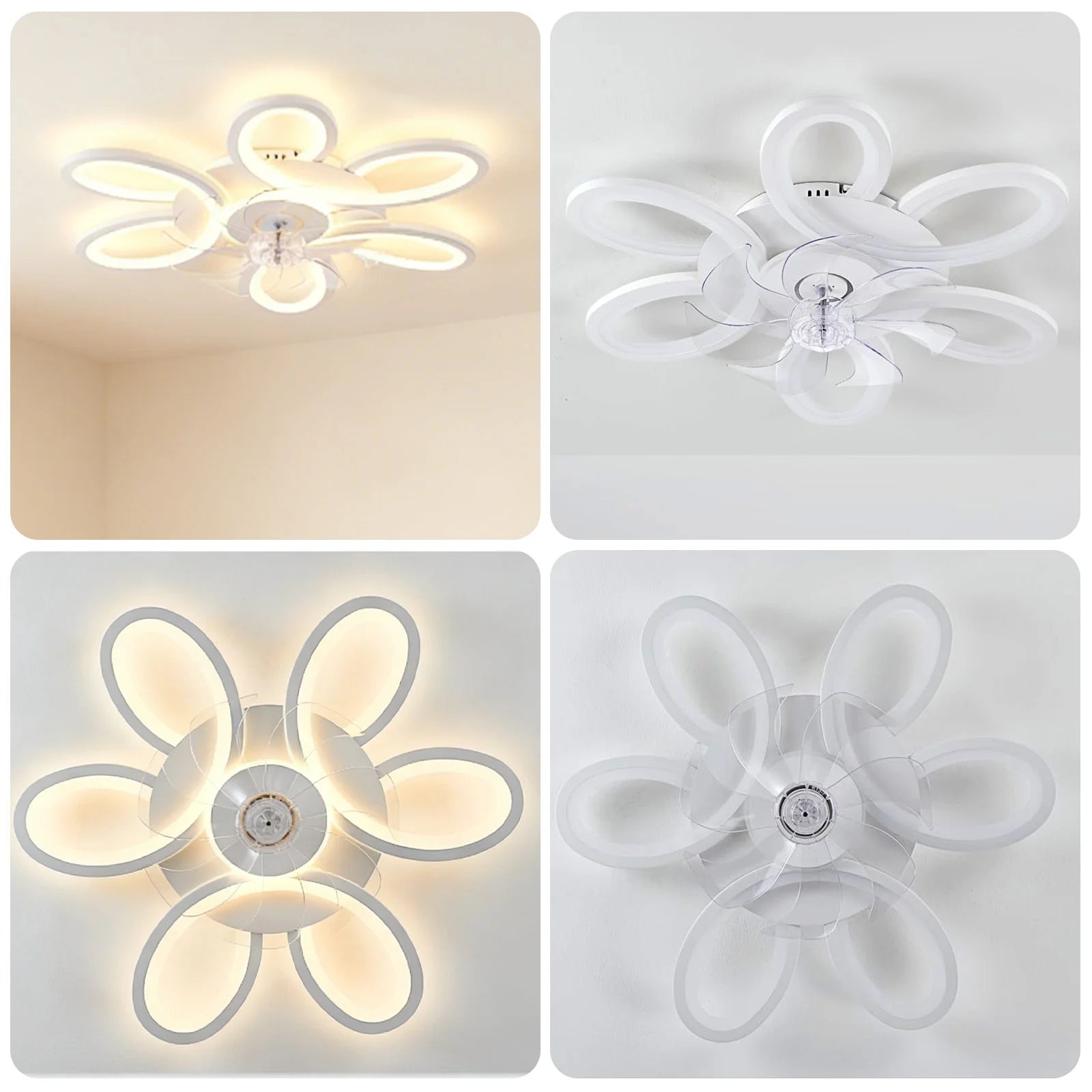 Ventilatore da soffitto moderno con luce, telecomando e controllo tramite app intelligente, ventilatore da soffitto a incasso ultra sottile da 25 pollici con luce LED dimmerabile, adatto per camere da letto, soggiorni e altri