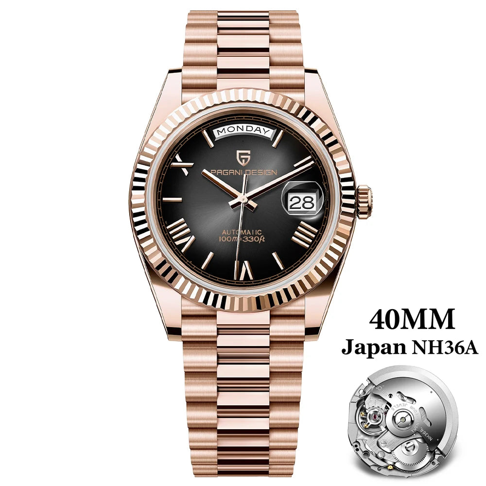 2026 Nuovo PAGANI DESIGN Oro rosa DD40 Orologio automatico di lusso da uomo Orologi da polso meccanici da uomo Giappone NH36A AR Vetro zaffiro