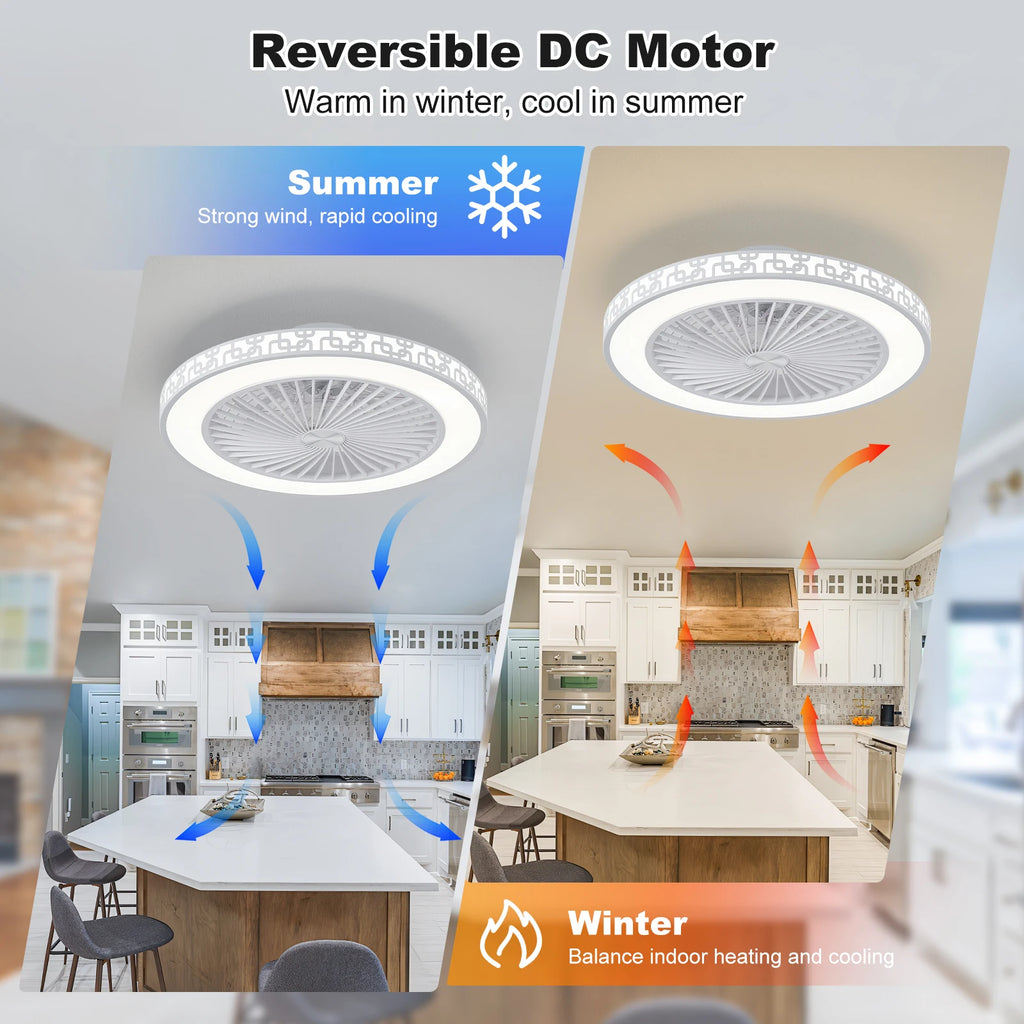 Ventilatore da soffitto con luce LED, telecomando, 6 velocità e luce dimmerabile 3000K-6000K