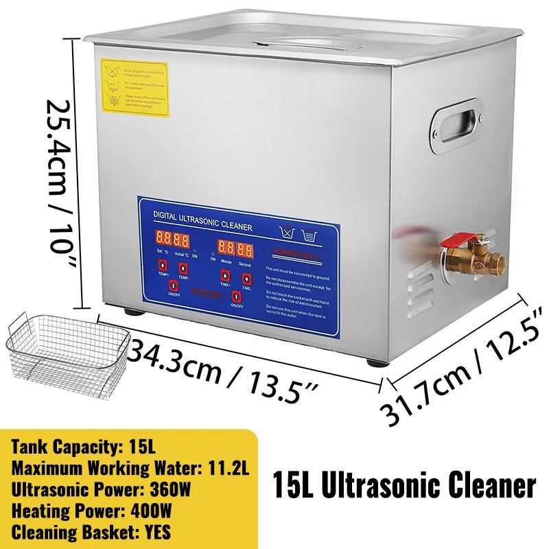SucceBuy 15L Ultraschallreiniger Spülmaschine Tragbare Waschmaschine mit digitalem Ultraschall-Timer für Zuhause, Schmuck, saubere Geräte