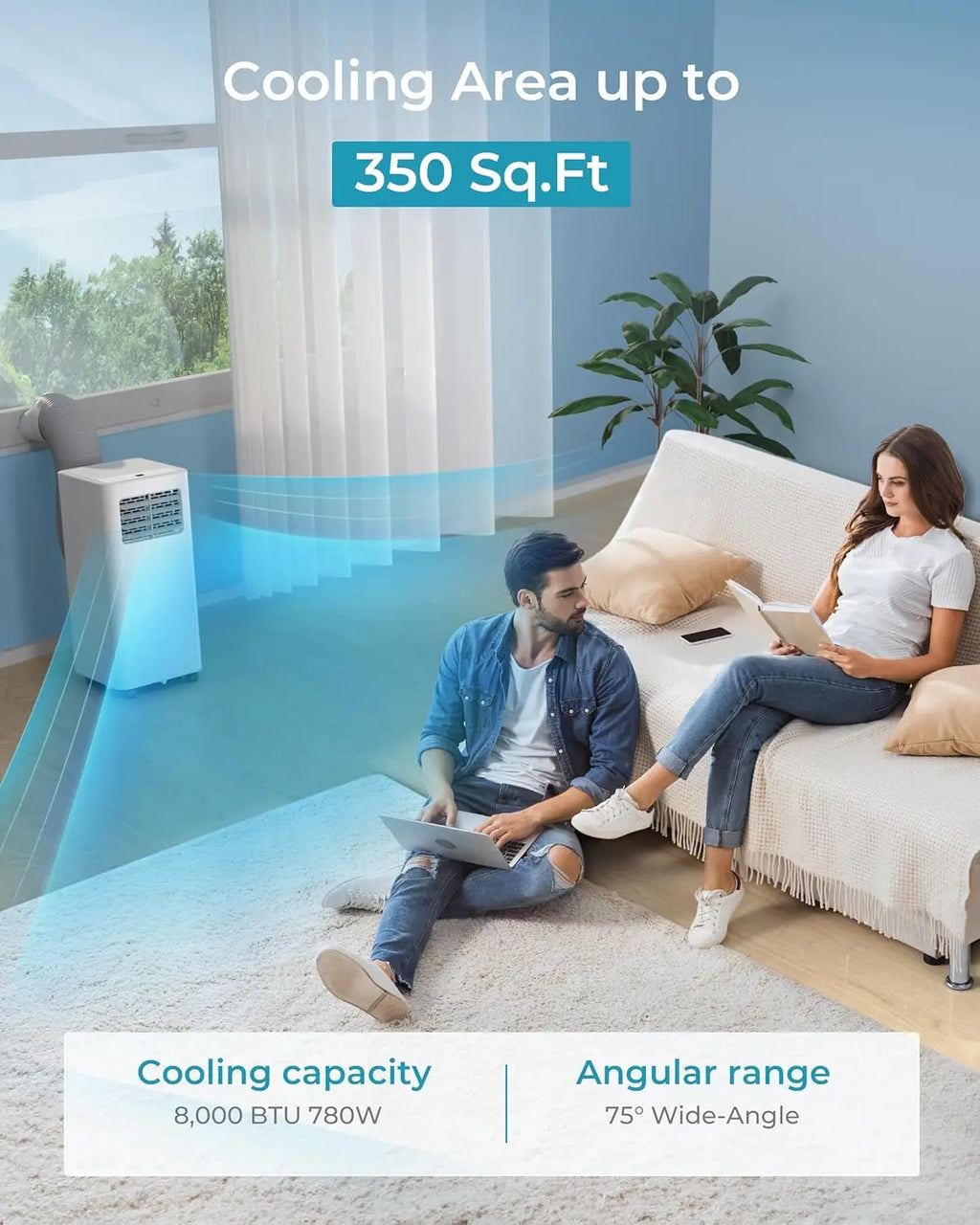 Condizionatori d'Aria Portatili 12000 Btu 3 in 1, Climatizzatore Portatile con Deumidificatore, Condizionatore da Pavimento per Casa