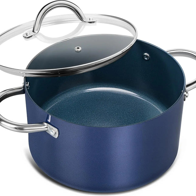 MICHELANGELO Pentola antiaderente in ceramica da 6 litri con coperchio - Senza PFAS, adatta al forno e alla lavastoviglie, riscaldamento uniforme per una cottura facile