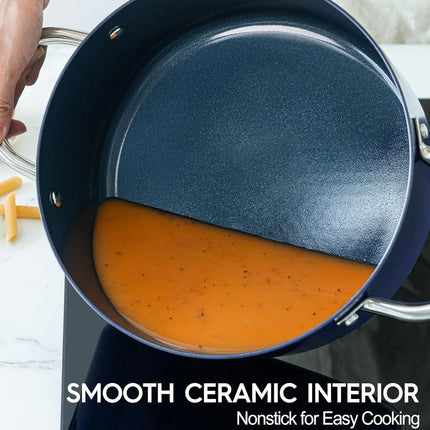 MICHELANGELO Pentola antiaderente in ceramica da 6 litri con coperchio - Senza PFAS, adatta al forno e alla lavastoviglie, riscaldamento uniforme per una cottura facile