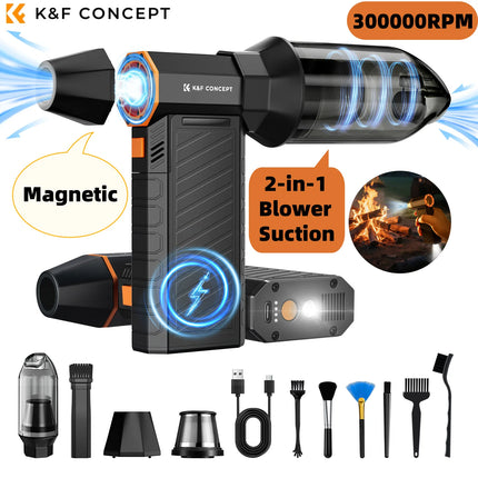 Aspirapolvere elettrico magnetico a LED da 300000 giri/min, piumino d'aria compressa 2-in-1, soffiatore e aspiratore per computer, tastiera del portatile, pulizia della fotocamera