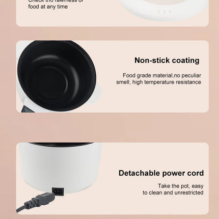 220V Multifunctional Cooker Single/Double Layer Portable Electric Pot 1.7L Household Non-Stick Pan for Ramen, Dumplings, Oatmeal