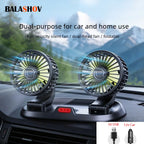 Ventilatore USB 5V, Ventilatore per Auto 12V a Doppia Testa, 2 Velocità Regolabili, Raffreddatore d'Aria Silenzioso per Interni Auto, Accessorio Essenziale per l'Estate