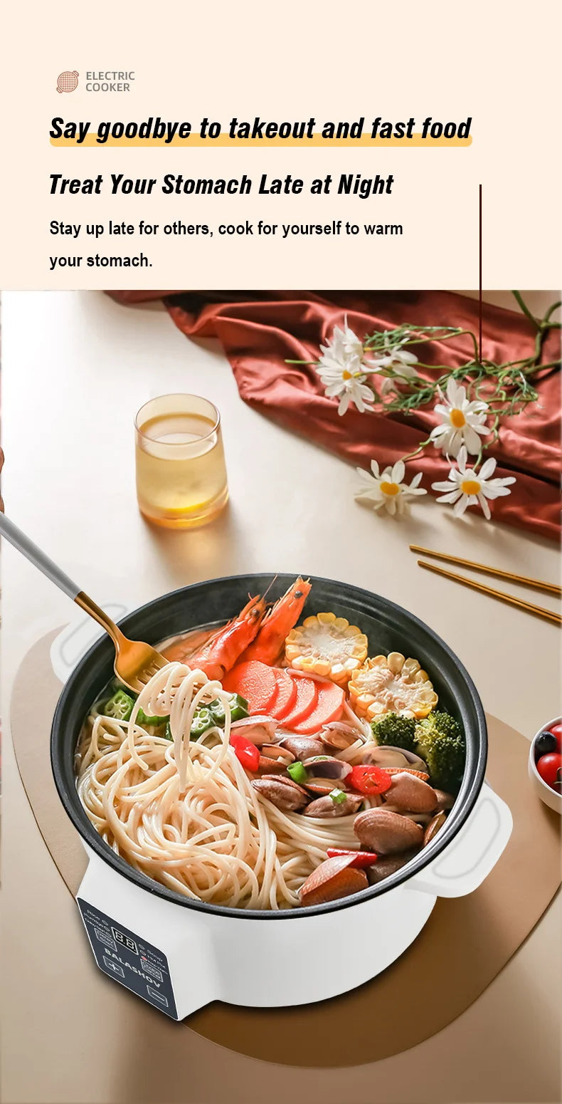 Multi-Kocher 220V Tragbarer Ein-/Doppelschicht-Elektrotopf 1,7L Antihaft-Heimküchentopf für Ramen, Knödel, Haferflocken
