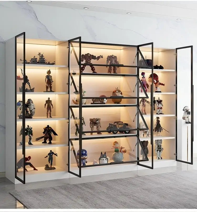 Vetrina Espositiva Personalizzabile con Porta in Vetro Temperato, Luce LED, Grande Capacità, Scomparti Multipli, Telaio in Alluminio, Eco-Friendly