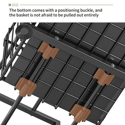 2-Tier Under-Sink Slide-Out Organizer, Metal Basket with 5 Adjustable Heights for Kitchen and Bathroom