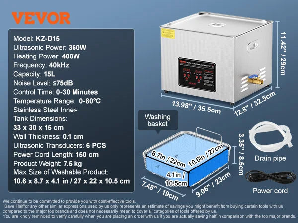 SucceBuy 2L 3L 6L 10L 22L 30L Ultraschallreiniger Edelstahl Tragbarer Reiniger Waschmaschine Ultraschall-Haushaltsgerät