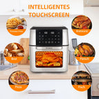 Sinaopus Friggitrice ad Aria 9L Doppio Cestello 2000W con Display LED 2 Zone Cottura