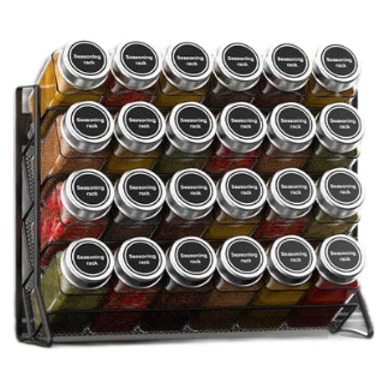 Organizzatore a 4 Ripiani per Spezie e Condimenti in Acciaio al Carbonio, Mensola da Parete Antiscivolo per Cucina e Dispensa