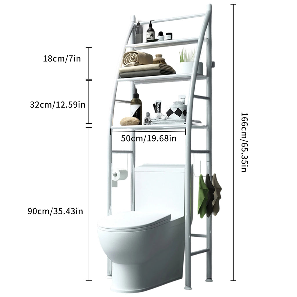 3-stöckiges Metall-WC-Regal, Badezimmer-Organizer über der Toilette, für Küche, Waschküche, Wohnzimmer, kein Bohren erforderlich.