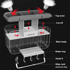 Organizzatore da Parete Multifunzionale per Cucina Senza Foratura, Porta Utensili con Vassoio di Drenaggio Rimovibile e Portasciugamani