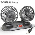 Ventilatore per auto EAFC 5V 12V a doppia testa con raffreddamento ad aria a 360° °   Mini ventilatore portatile USB regolabile per auto, accessori per auto a basso rumore