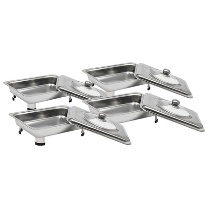 4/8 Pezzi Teglia Chafer da Buffet con Coperchio Scaldavivande Rettangolare per Ristorante