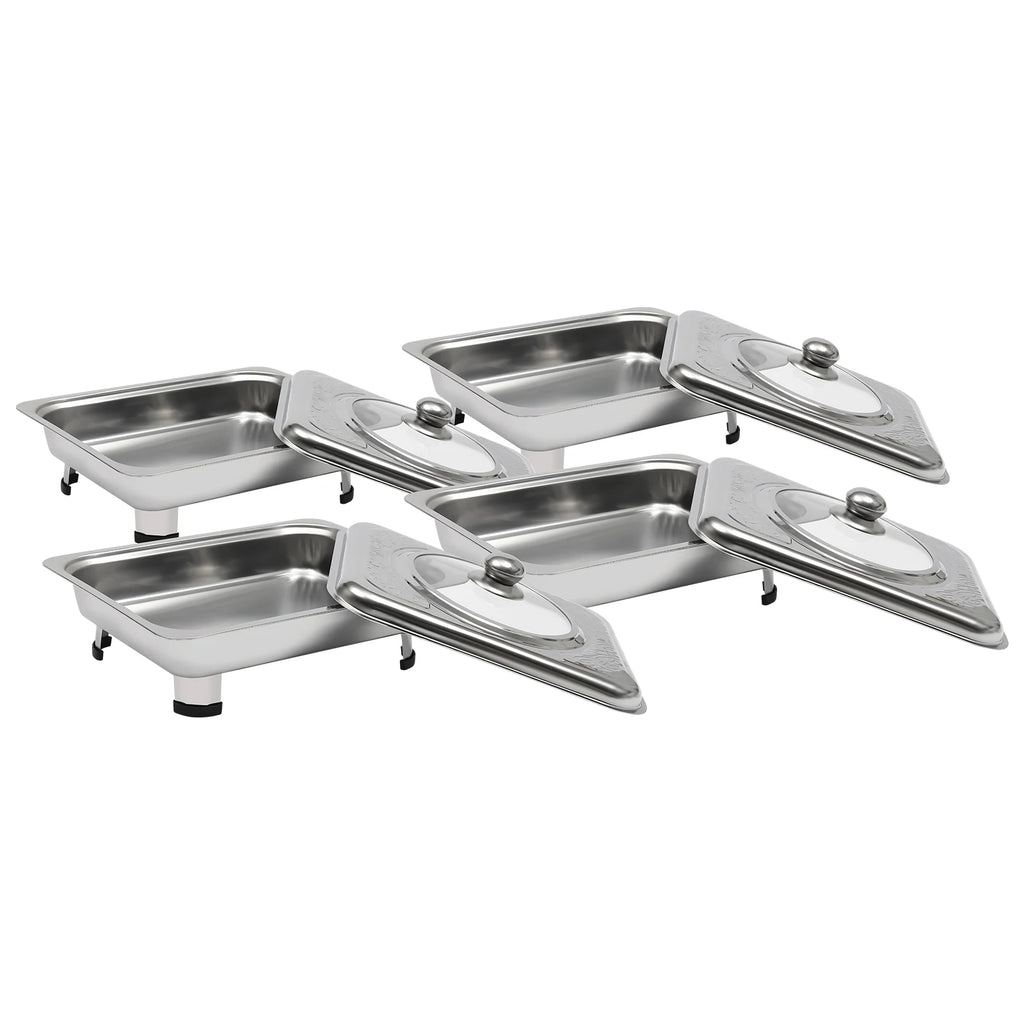 4/8 Stück Chafer-Pfannen-Buffet-Servierbehälter mit Deckel, rechteckiger Speisenwärmer-Pfannen-Servierbehälter