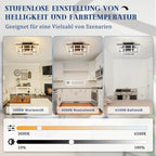 Ventilatore da soffitto nero a 3 teste con cornice quadrata, 33 cm, telecomando dimmerabile
