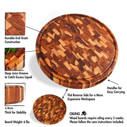 WXCOO Acacia Wood Resin Round Chopping Board Kitchen Board for Steak Snacks Fruit Chopping Food Safe Thickening