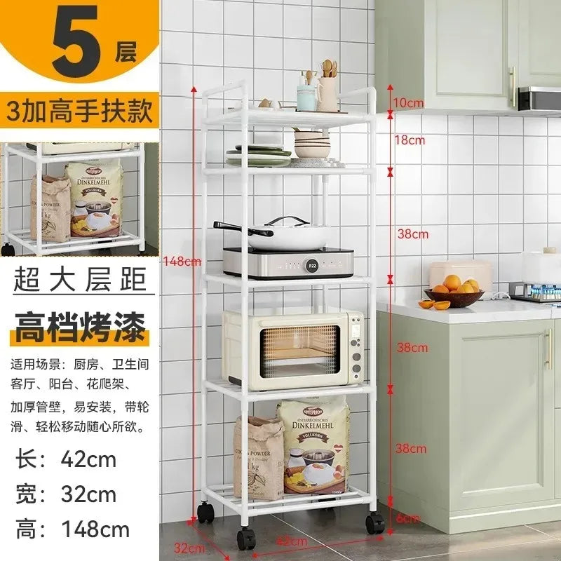 Scaffale da pavimento multistrato da cucina, scaffale da parete integrato rimovibile per uso domestico