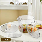 1,6/2,3L Glas Kochtopf mit Deckel Glaskessel Müsli Schalen Kochtopf Transparenter Borosilikatglas Suppentopf