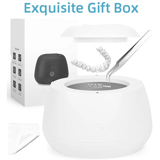 KUNPHY Dental Pod Ultraschallreiniger für Retainer, UV-Licht-Sterilisator für Aligner, Nachtschienen, Mundschutz, Zahnprothesenreiniger