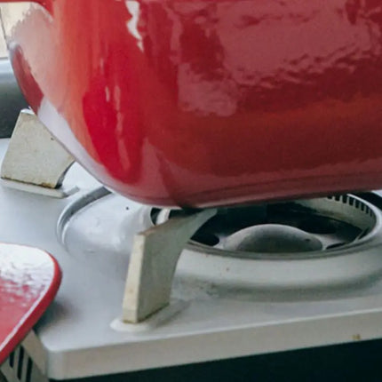 Ruby Red Enameled Cast Iron Deep Induction Cooker Gas Universal Stew Pot with Micro Pressure Lock for Fresh Cooking