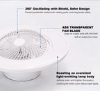 Ventilatore da soffitto da 100W con luce, controllo remoto tramite APP, lampada a LED dimmerabile a 360° °   Luce di sfondo RGB silenziosa girevole a 6 velocità per la casa