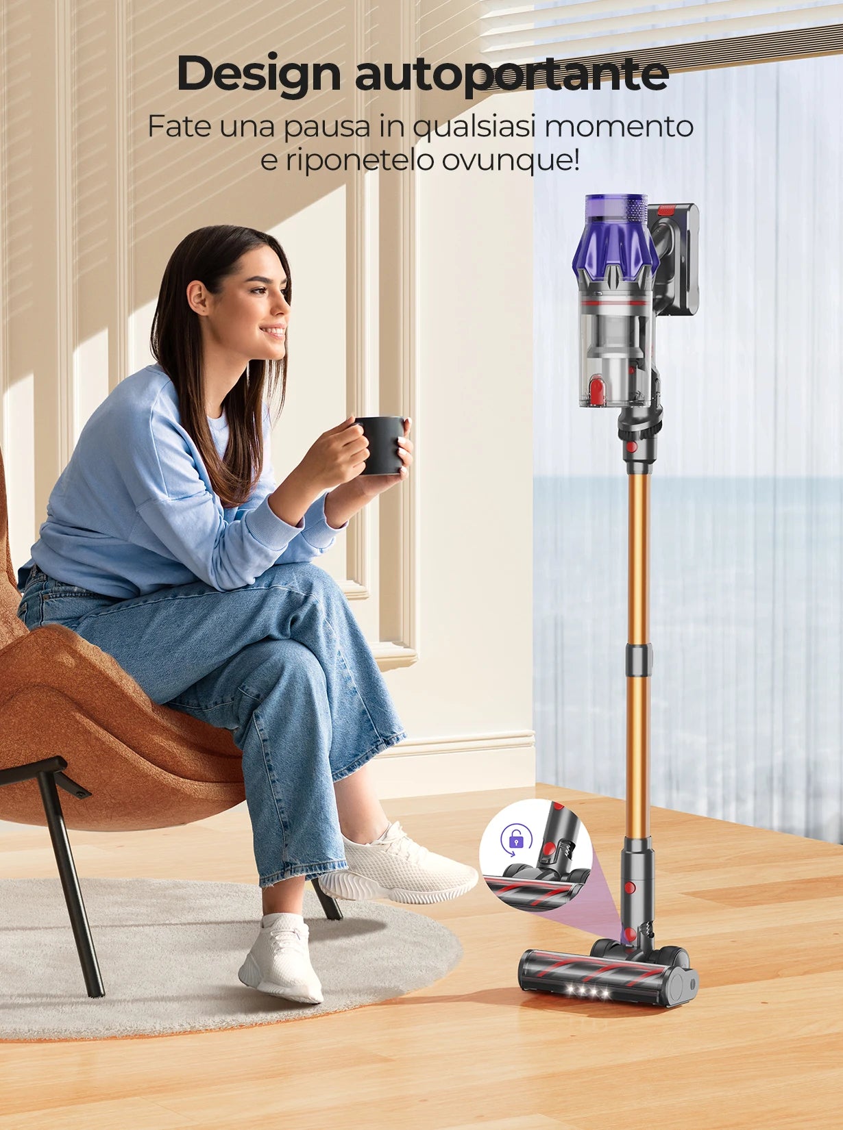 Laresar V7 500W 50000Pa Akku-Staubsauger Handheld Smart Home Appliance Abnehmbarer Akku Staubbehälter