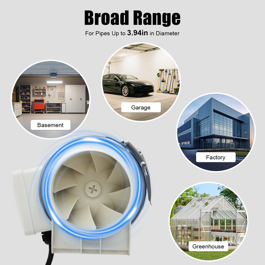 Ventilatore da condotto 220V, ventilatore di scarico silenzioso per cucina/bagno, 2600 giri/min