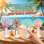 Mini ventilatore portatile con ricarica USB, ventilatore da tavolo, ventilatore portatile con luce ambientale integrata, tre livelli di velocità, per ufficio, viaggi, trucco, campeggio, pendolarismo all'aperto