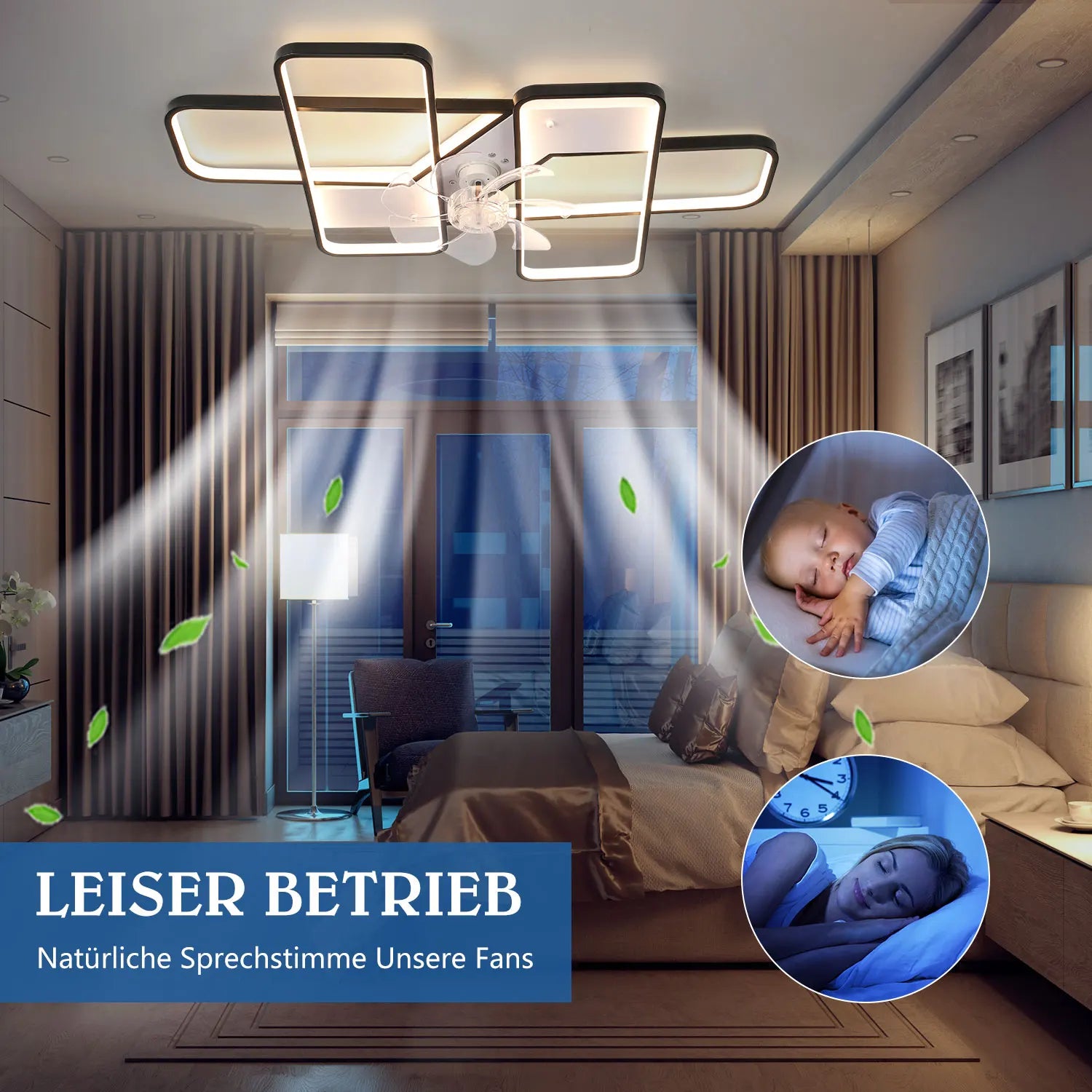 Ventilatore da soffitto LED 50 W con telecomando, 90 cm, nero
