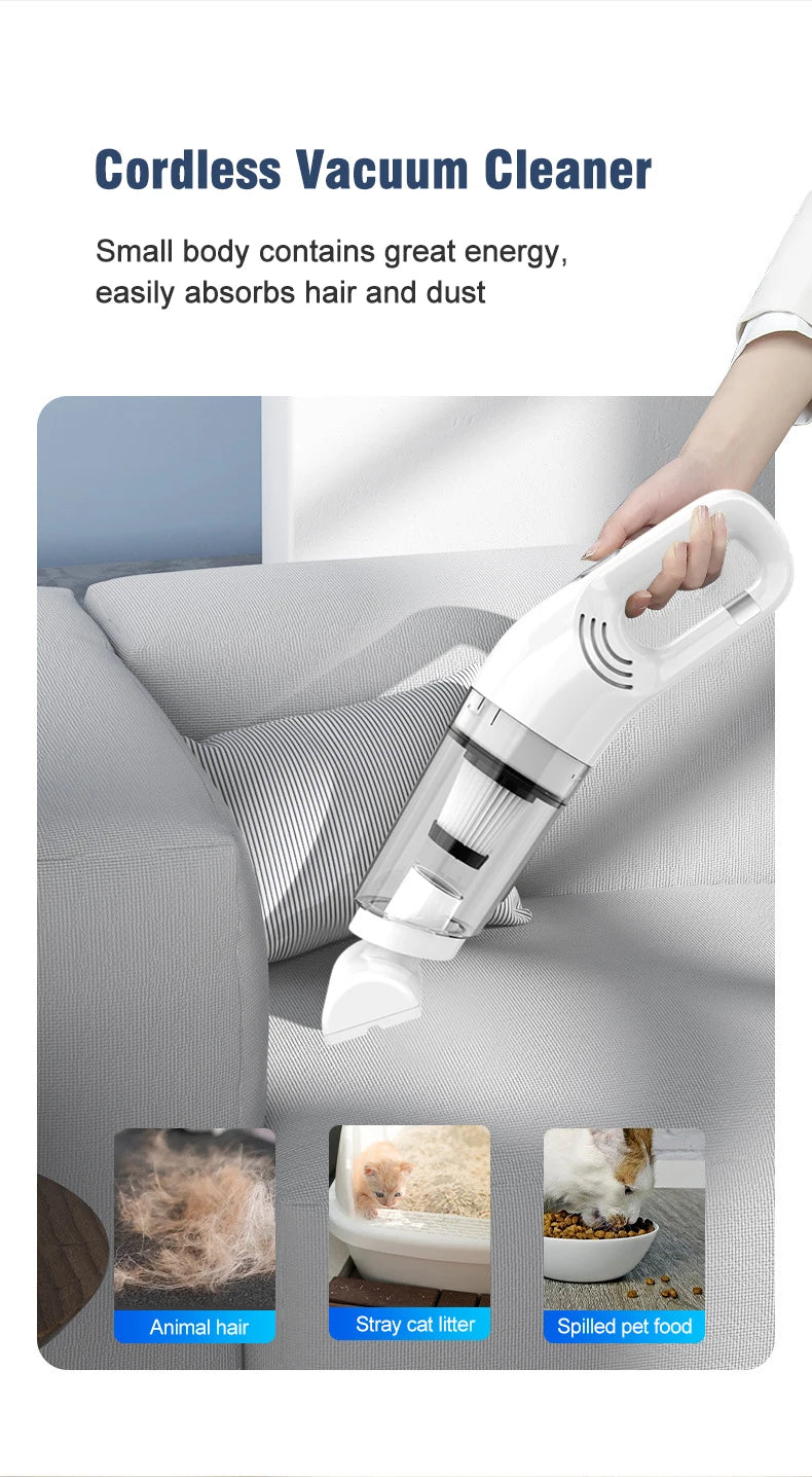 Kabelloser Mini-Handstaubsauger, Handheld-Reiniger, leistungsstarke Reinigungsmaschine, Haushaltsgerät für Auto, Staub, Tierhaare, USB-Aufladung