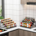 Scaffale per spezie a 4 livelli Controsoffitto da cucina Salvaspazio per armadietto Porta barattoli per erbe Condimento a livello montato a parete