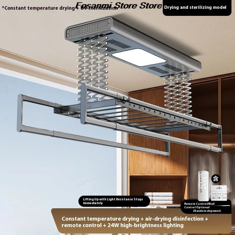 Home Balcone Elettrico Telecomando Sollevamento Stendibiancheria Lega di alluminio Illuminazione Asciugatura Stendibiancheria pieghevole
