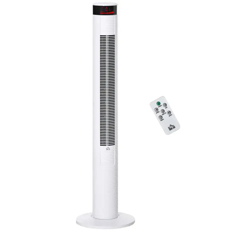 Ventilatore a colonna bianco con 3 velocità e 4 modalità di ventilazione, timer programmabile 12 ore, pannello di controllo LED e telecomando, oscillazione automatica per raffreddare uniformemente casa e ufficio 31,5 x 31,5